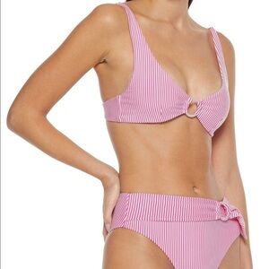 ONIA Jade O-Ring Pink Striped Bikini Top